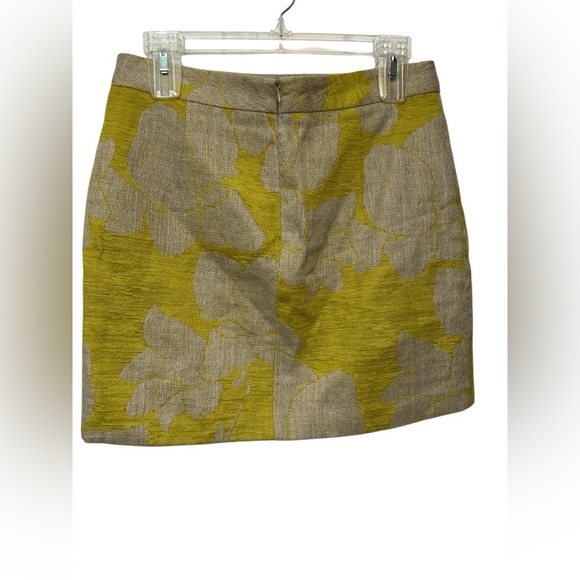 Zara Basic gold tan linen blend floral mini skirt - Picture 2 of 6